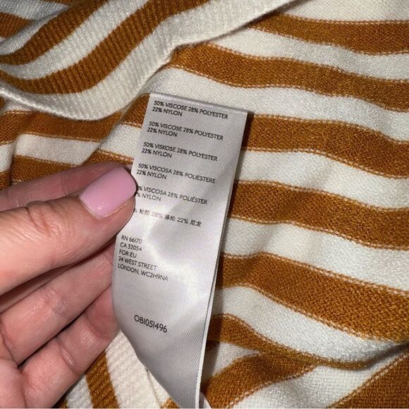 Anthropologie Mustard and White Striped Knit Top - Picture 7 of 8
